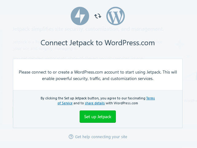 wordpress desktop app set up jetpack