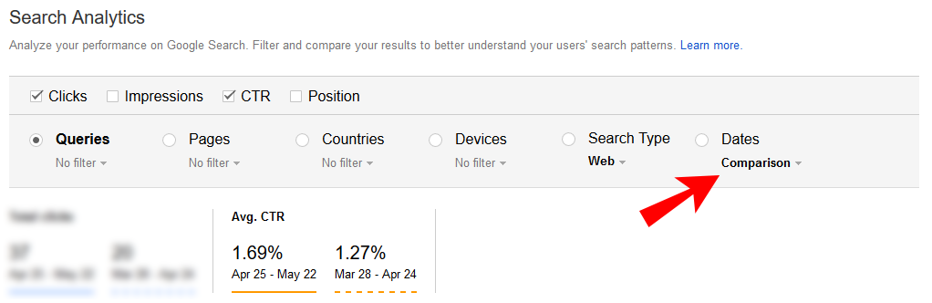 compare ctr in google search console