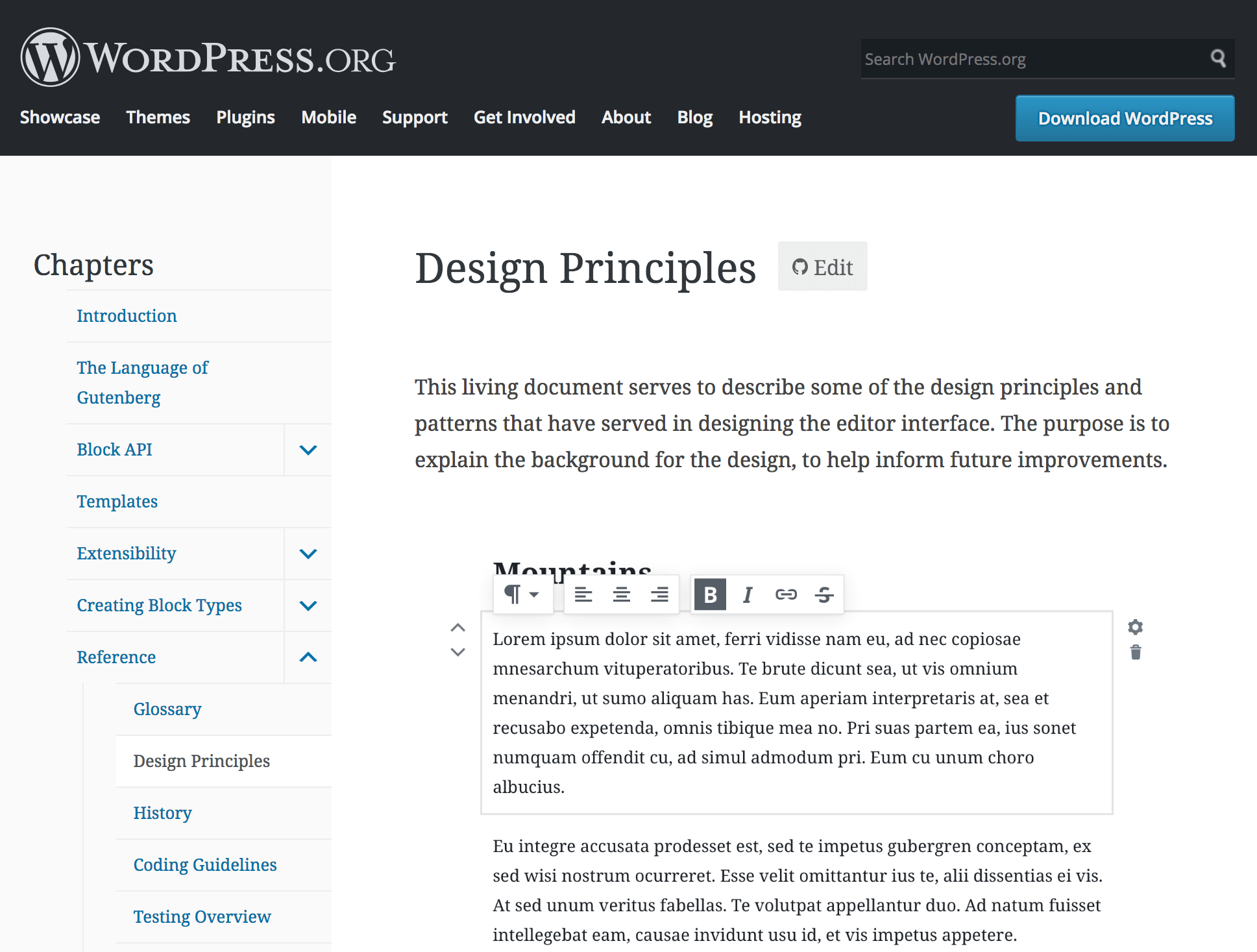 WordPress' Design Principles page.