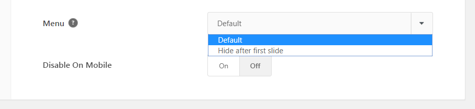 The Uncode Slides Scroll menu settings.