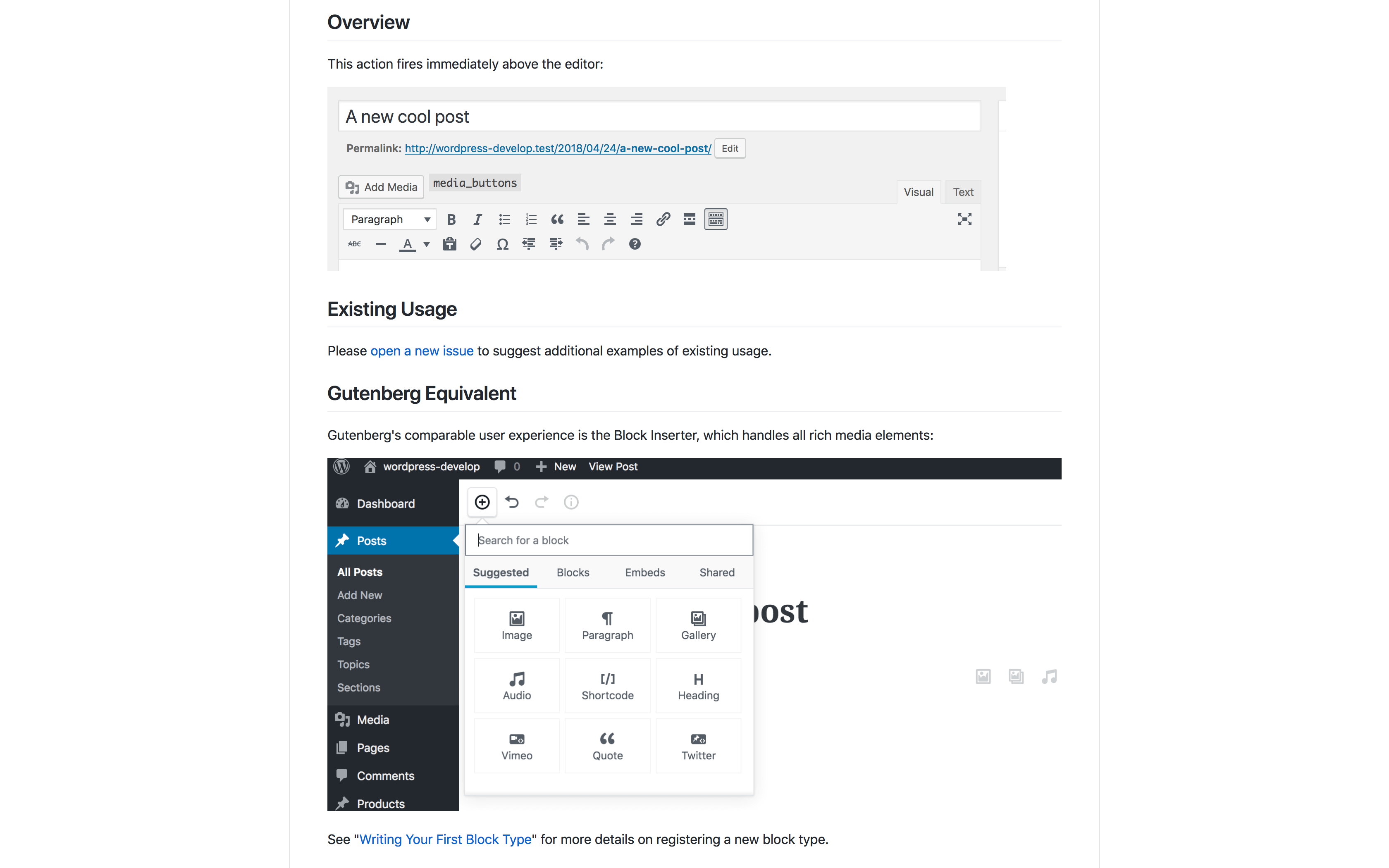 An example Gutenberg guide page.