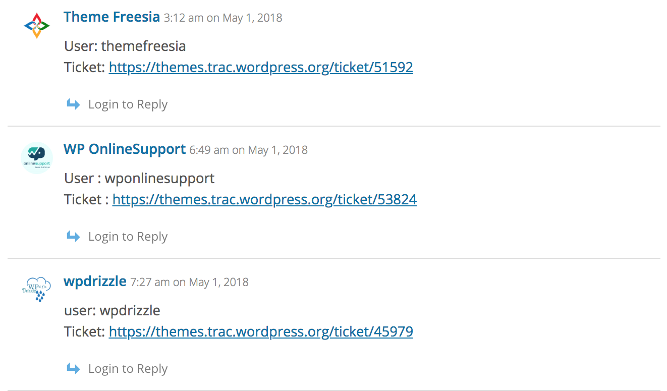 Trusted Author comments on a WordPress.org blog post.