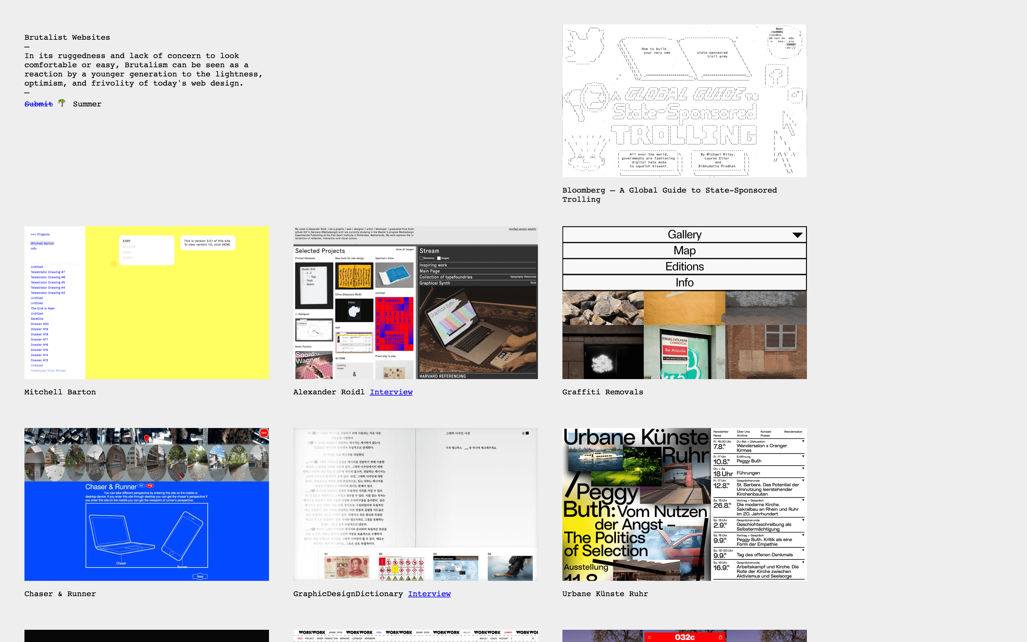 The Brutalist Websites home page.