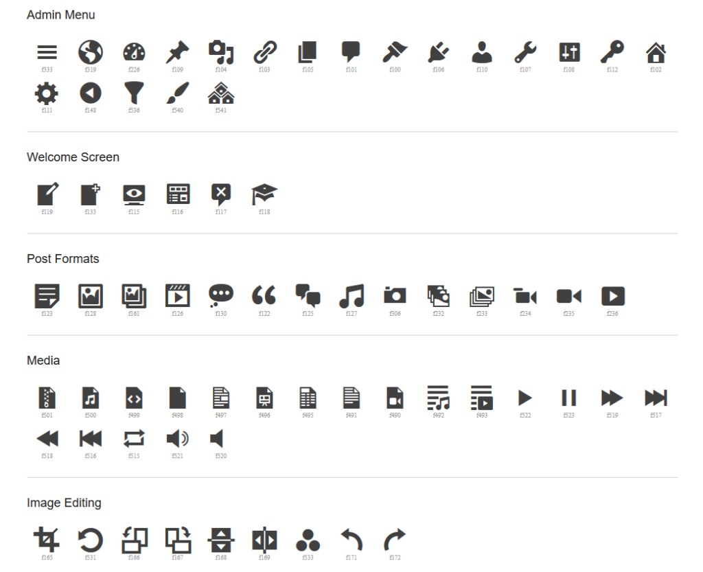 dashicons icon fonts wordpress