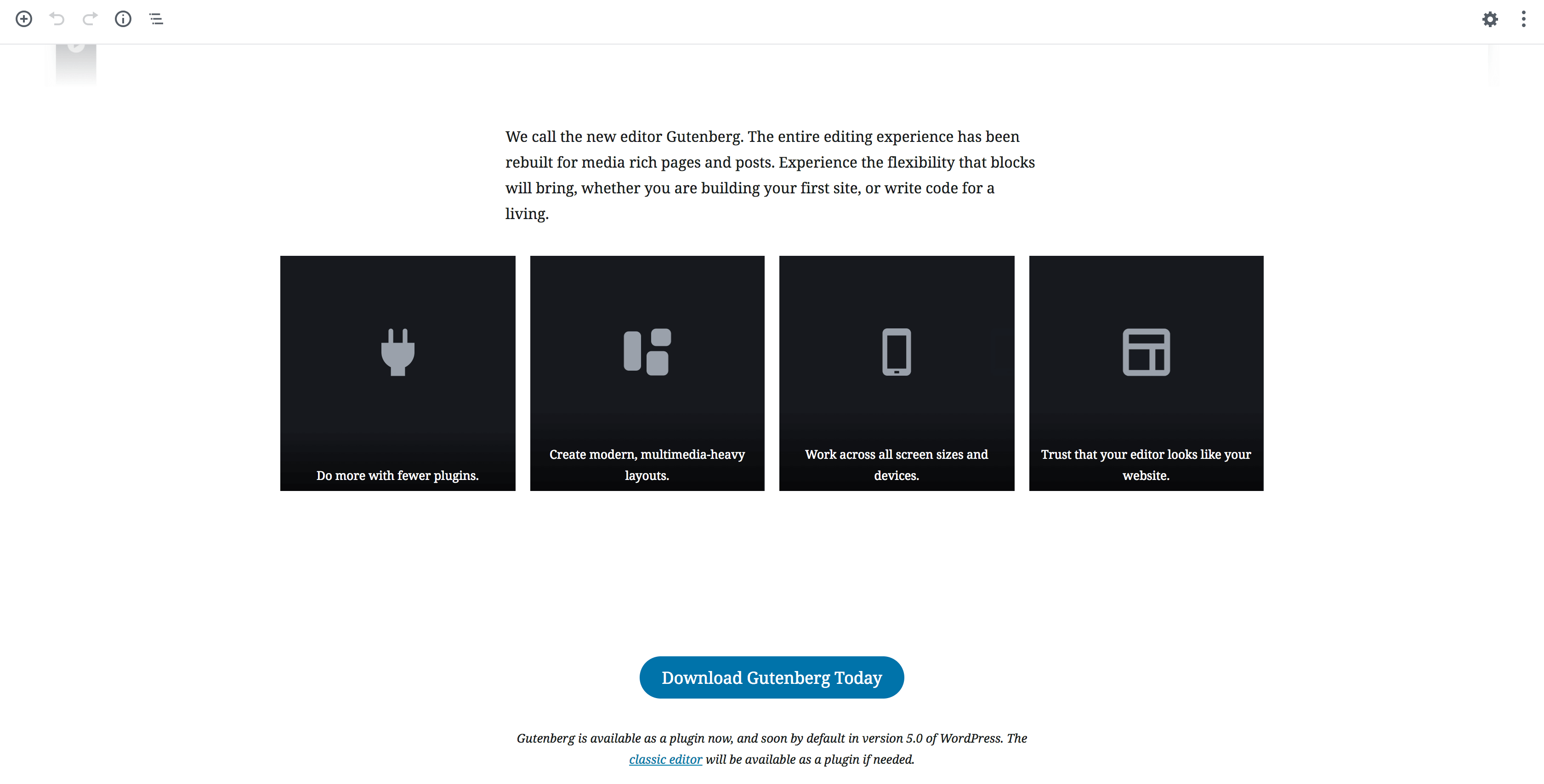 The Gutenberg editor.