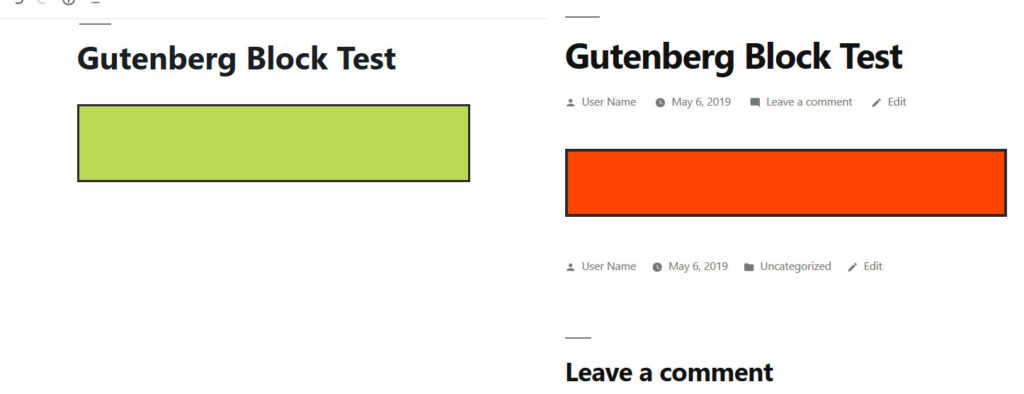 create guten block default block comparison