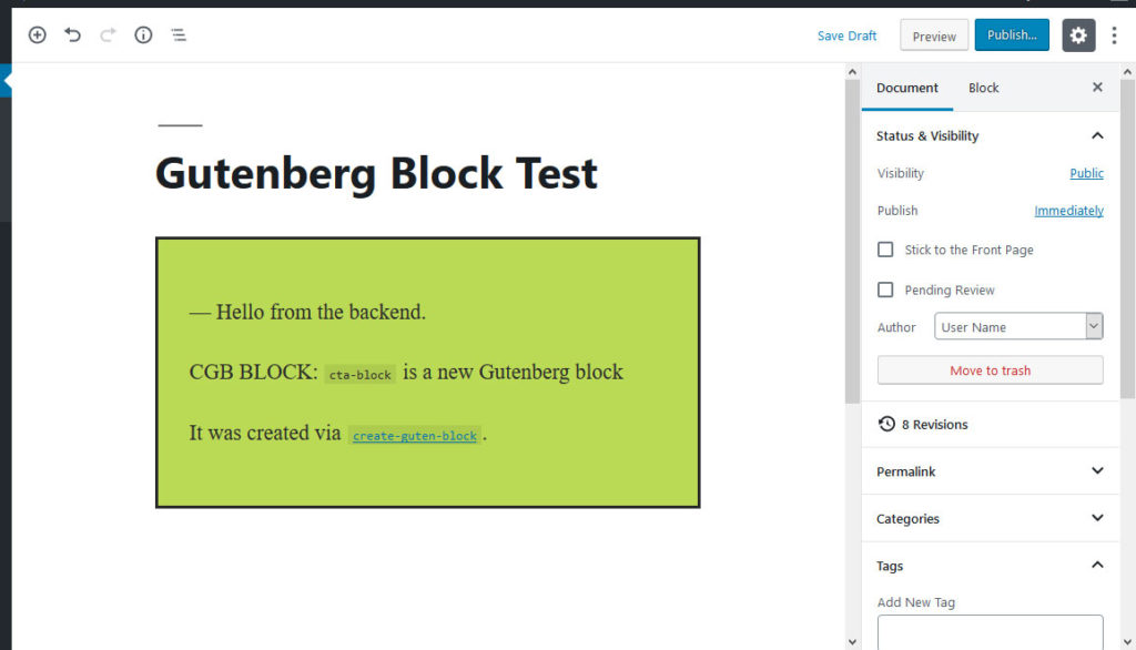 create guten block sample block
