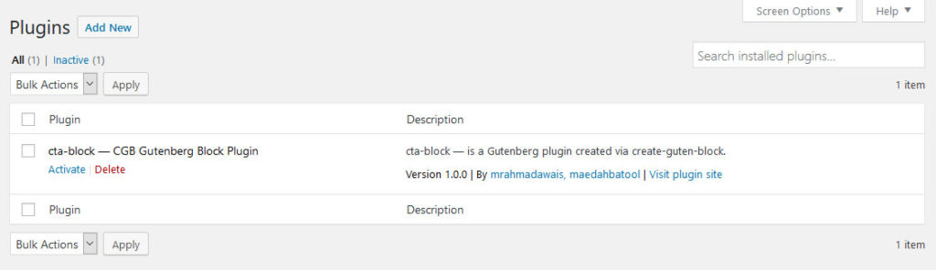 create guten block in plugin menu