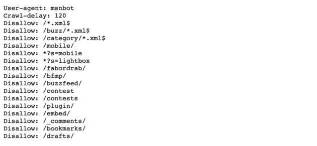 Buzzfeed's robots.txt file.