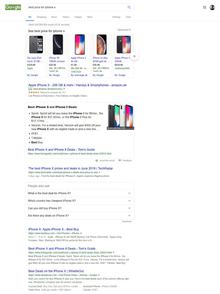 transactional search intent example