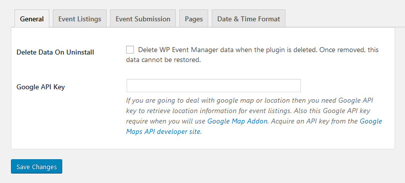 wp event manager settings