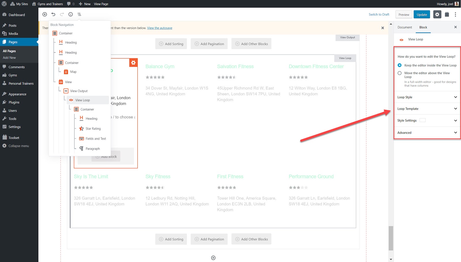 How to use the View Loop feature