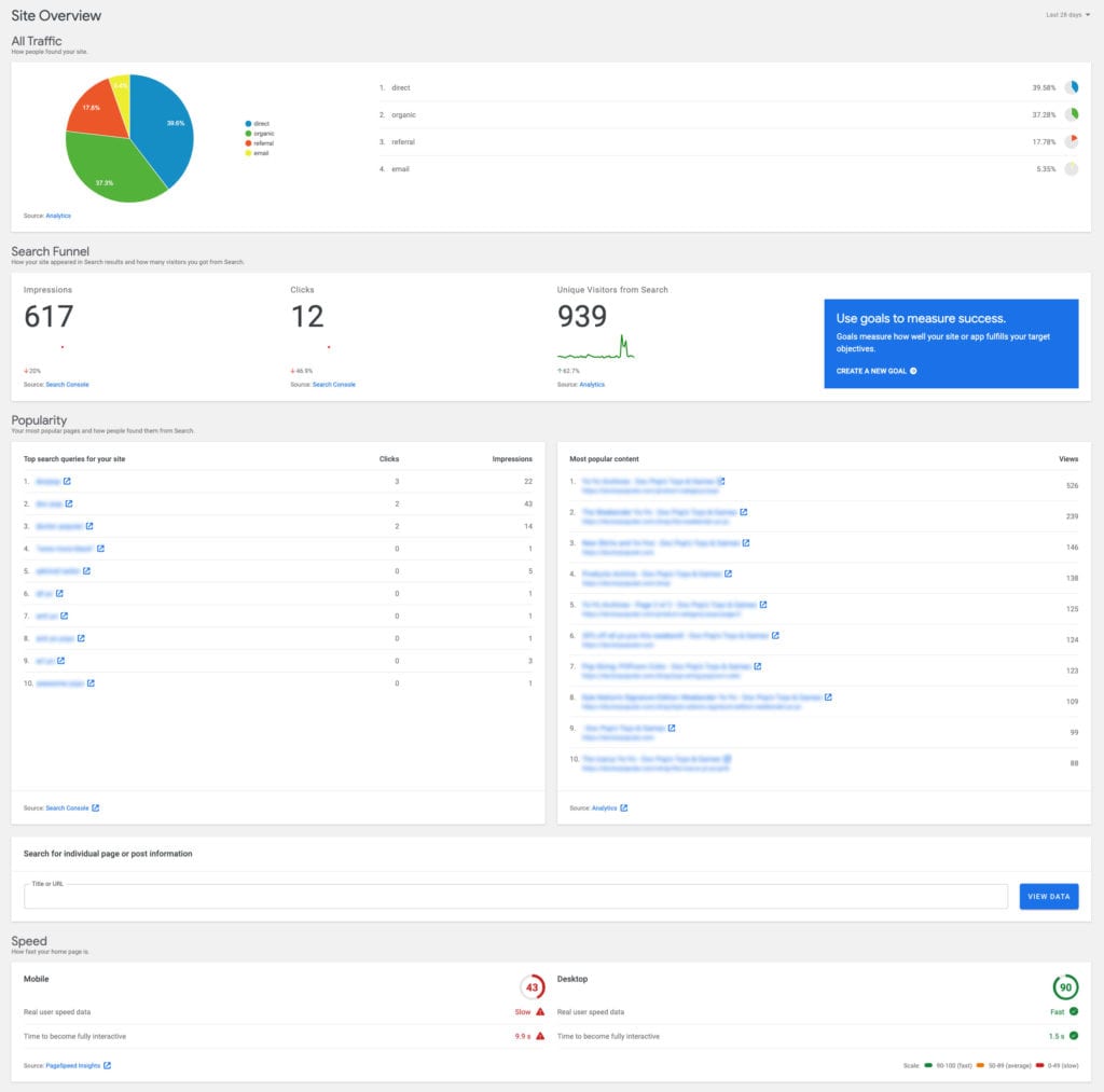 google site kit dashboard