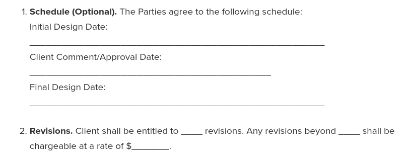 Web development contract template.