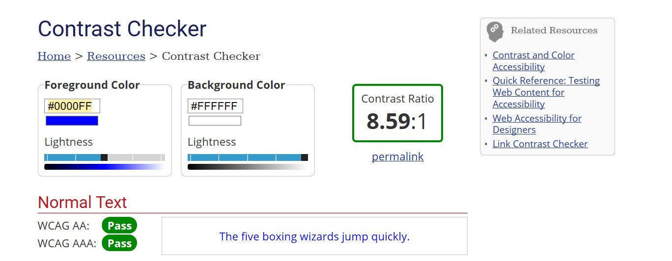 An online contrast checker.