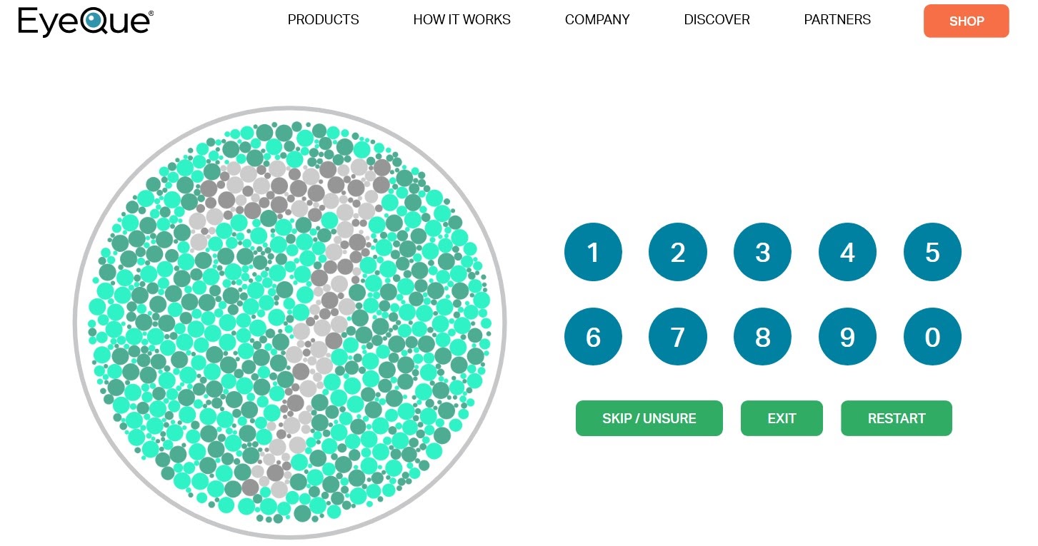 EyeQue's color blindness test.